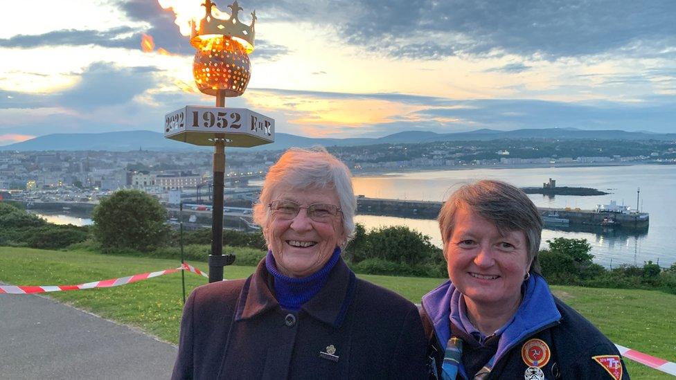 Beacon, Douglas Head with girl guides organisers