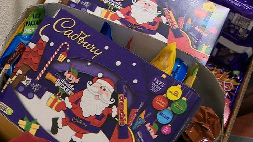 Selection boxes at foodbank