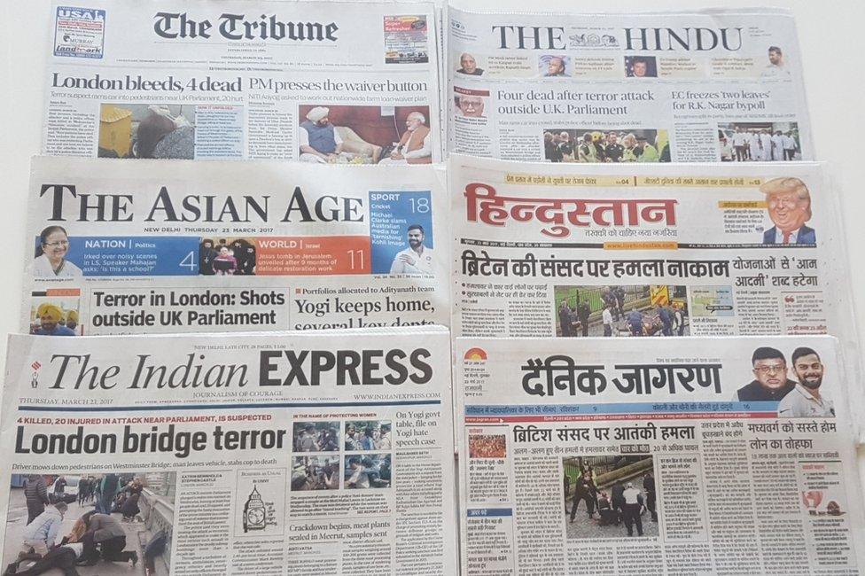 Indian newspaper front pages