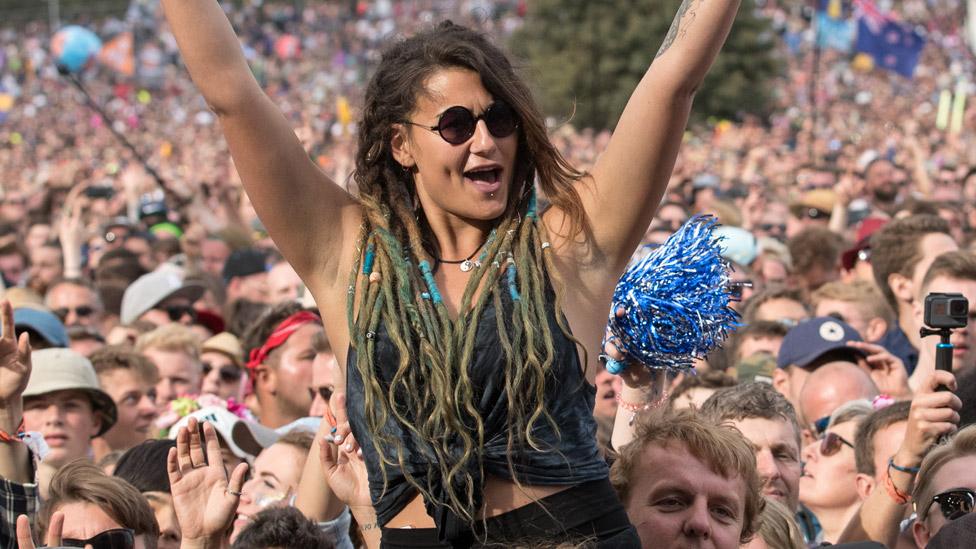 Fans at Glastonbury Festival