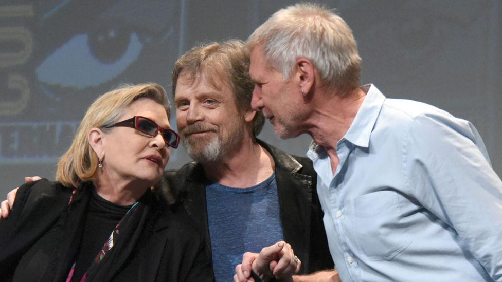 Carrie Fisher, Mark Hamill, and Harrison Ford