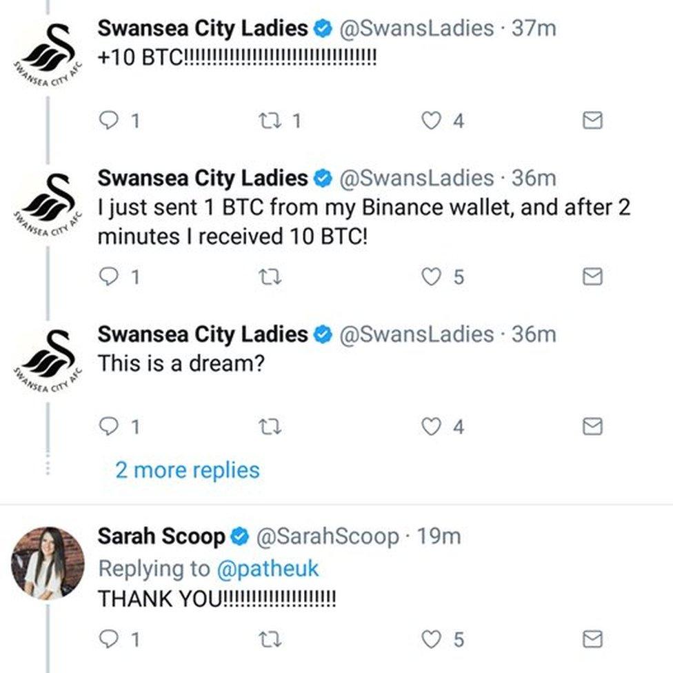 Twitter accounts claim the bitcoin scam is working