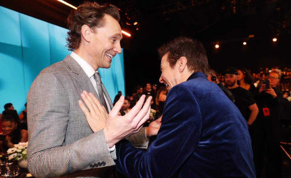 Tom Hiddleston and Jeremy Renner attend the 2024 People's Choice Awards held at Barker Hangar on February 18, 2024 in Santa Monica, California