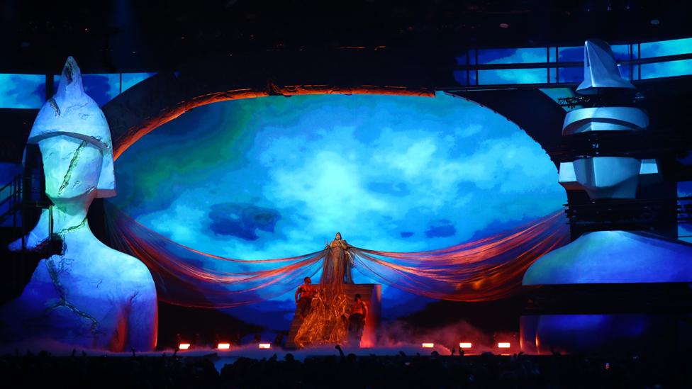 Lizzo performs at the Brit Awards at the O2 Arena in London, 18 February 2020.