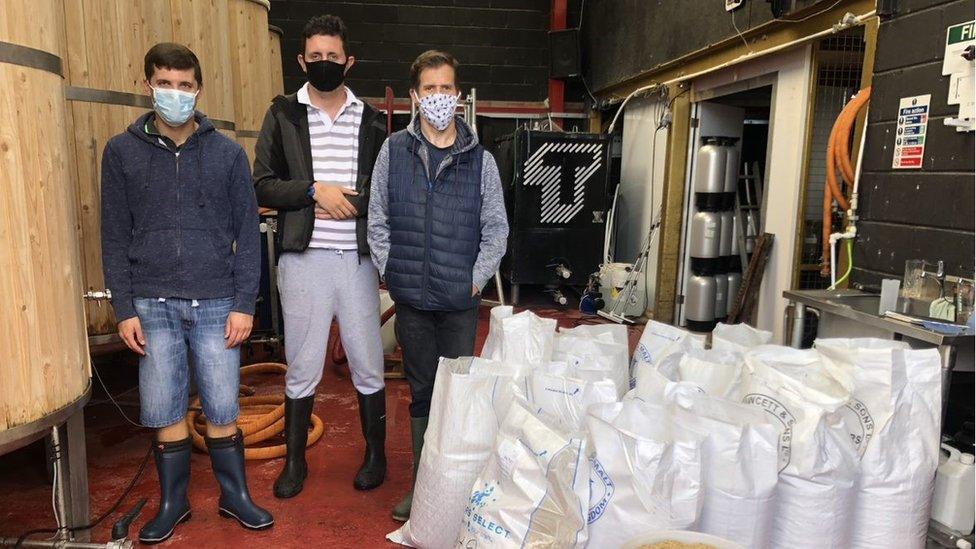 Trainees brewing in the brewery