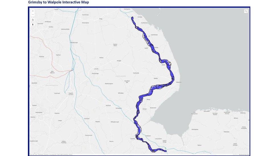 Map of where the pylons would be