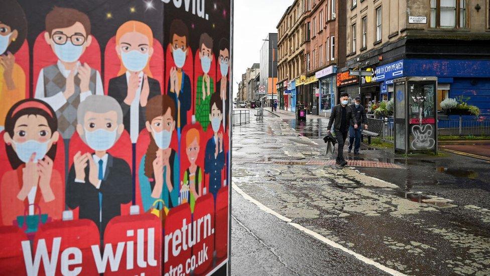 An 'After Covid, we will return' theatre poster seen in Scotland