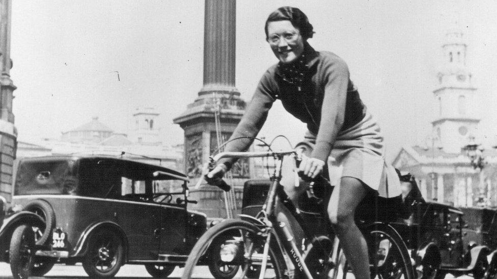 Billie Fleming on her bicycle