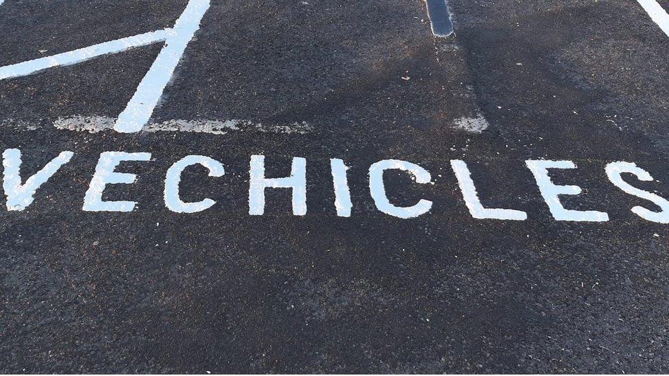 Car parking bay with mispelled word