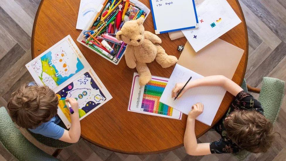 Children being educated at home