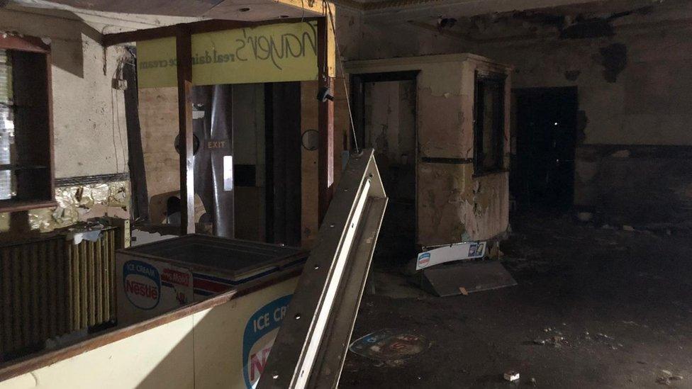 A freezer that held ice cream in the old foyer