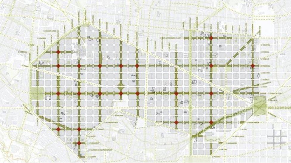 Plan showing low-traffic zone in Barcelona