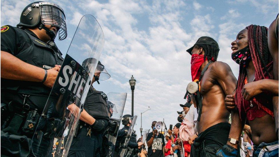 Police and protesters