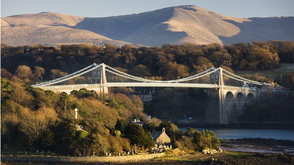 The Britannia Bridge, which straddles Gwynedd and Anglesey