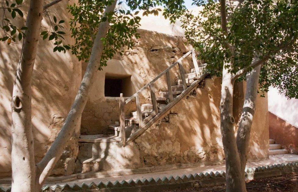 A view of the outside of the monastery in Wadi El Natrun in the Egyptian desert