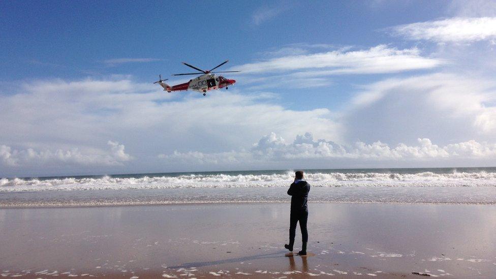 Tricia Vaughan captured this shot of a rescue helicopter on a training flight at Three Cliffs Bay, Gower.