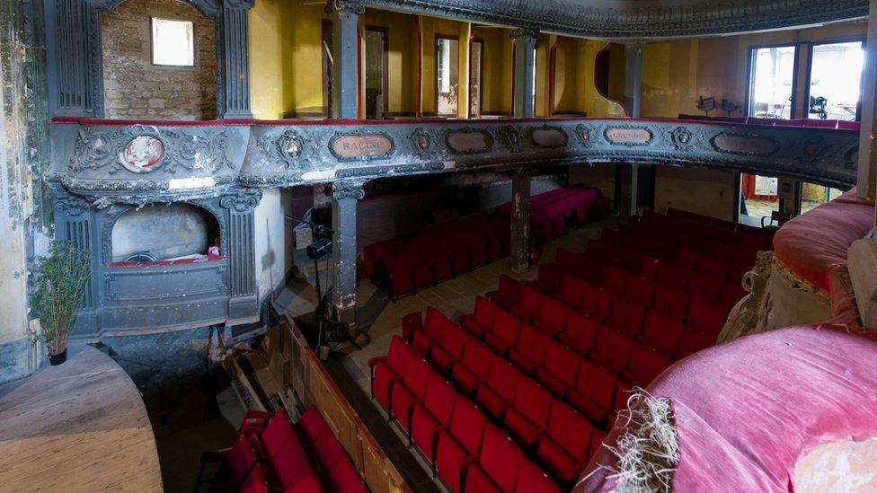 A picture taken on June 4, 2018 in Bar-le-Duc, eastern France, shows the interior of the Theatre des Bleus de Bar,