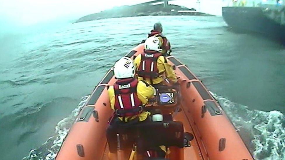 Lifeboat beside ship