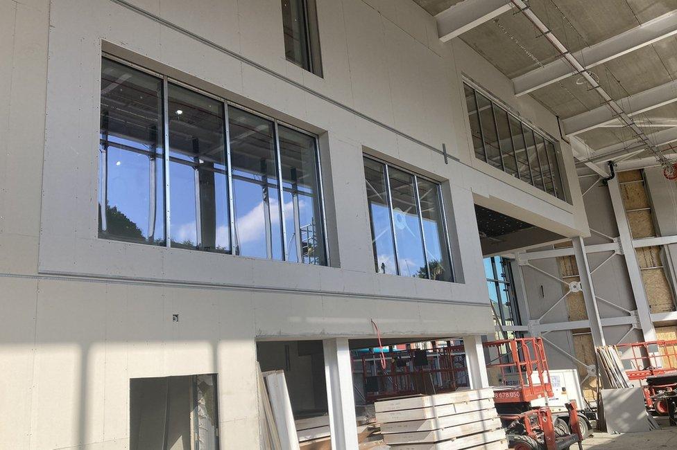 The interior of the new bus station, which is still being worked on