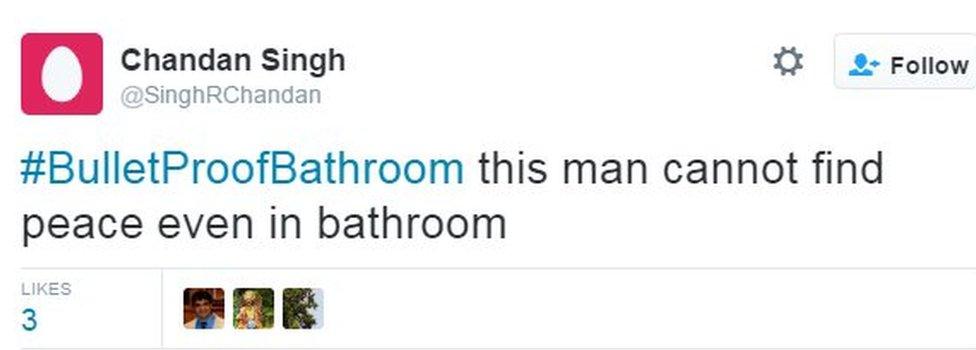 #BulletProofBathroom this man cannot find peace even in bathroom