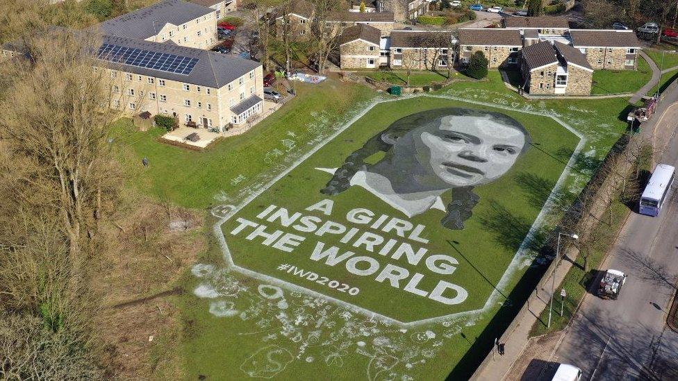 Giant portrait of Greta Thunberg