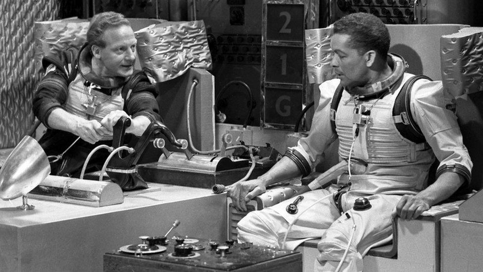 Alan White as Schultz and Earl Cameron as Williams in a scene from "Dr Who and The Tenth Planet"