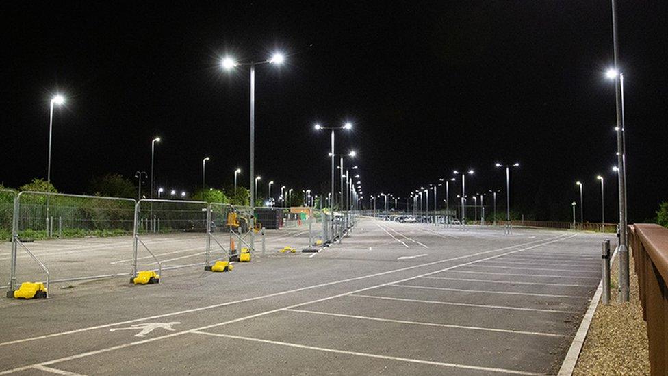 The lights at Manningtree Station car park