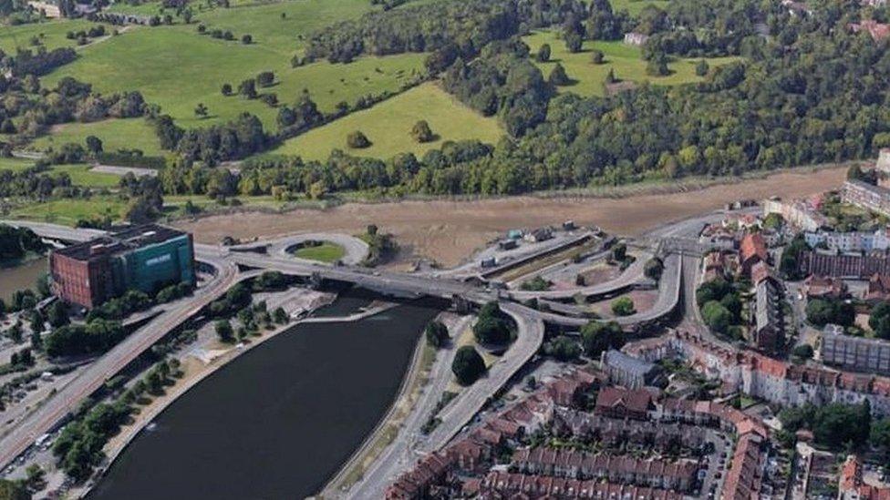 Aerial view of the swing bridge