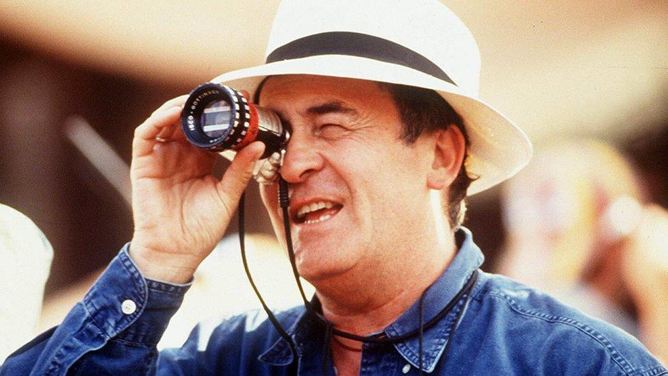 Bernardo Bertolucci on the set of 1993's Little Buddha