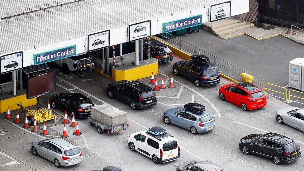 Cars queuing at Dover Port