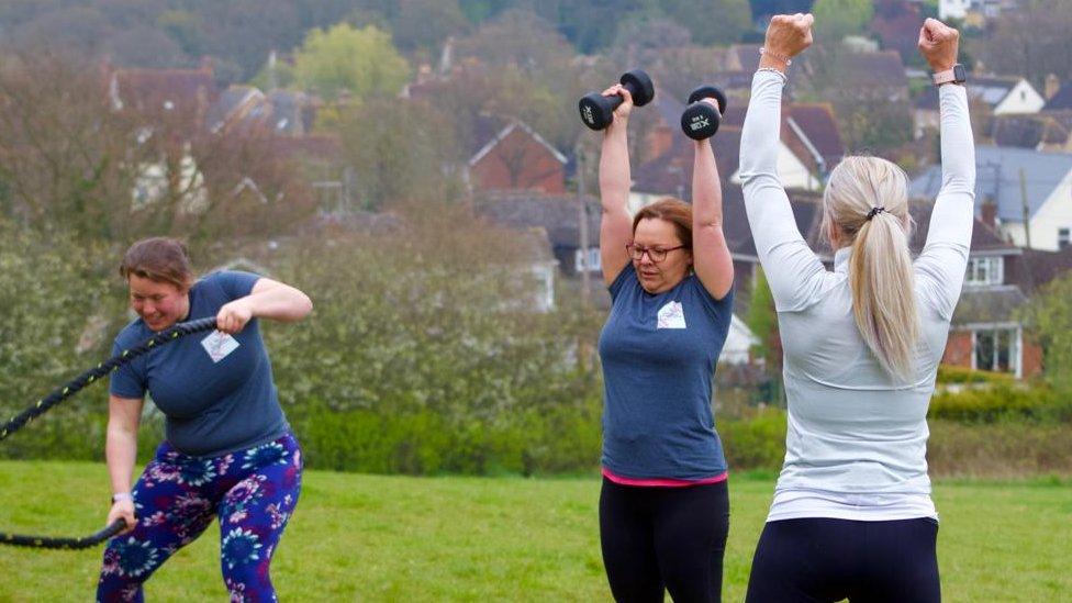 Jill Freeman leads an exercise class overlooking Rochford