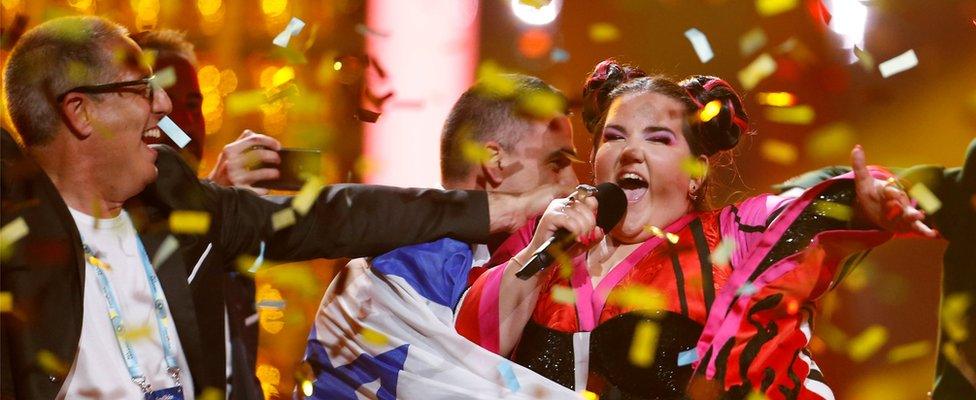 Israel"s Netta performs after winning the Grand Final of Eurovision Song Contest 2018