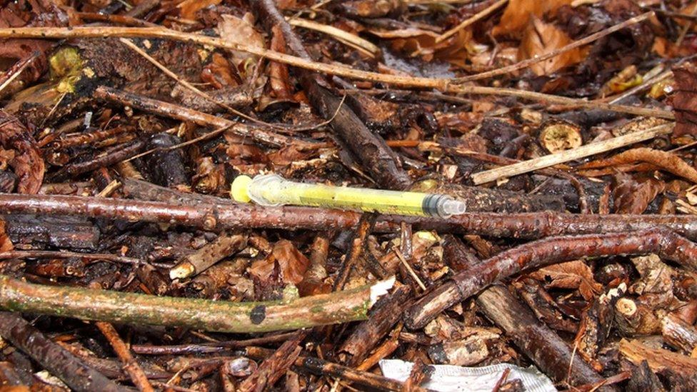 discarded needle