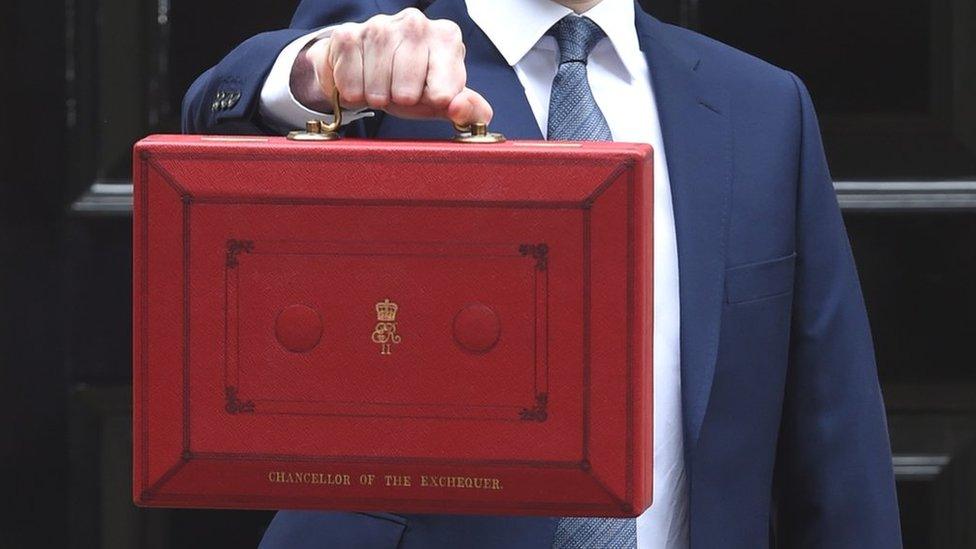 George Osborne with his budget box