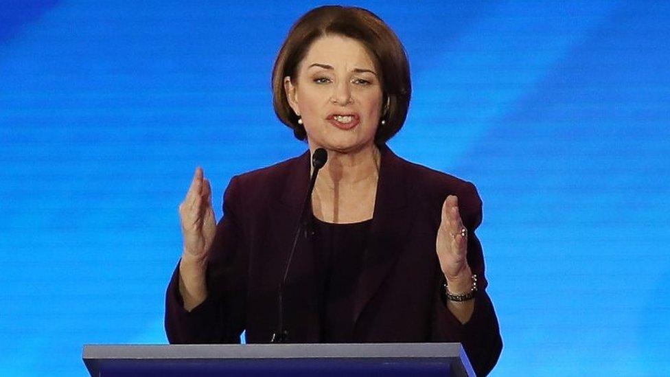 Amy Klobuchar during the debate in Manchester, New Hampshire. Photo: 20 February 2020