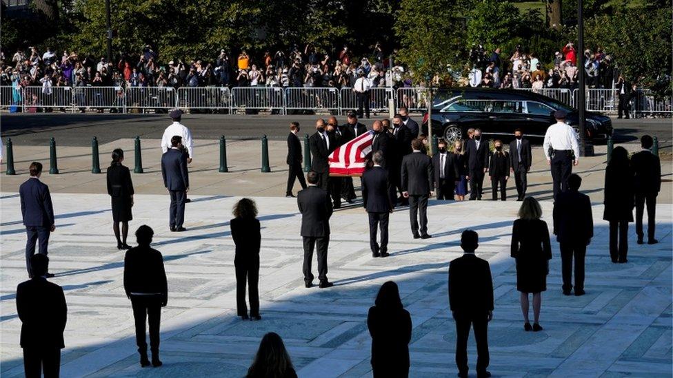 Ginsburg's casket arrives at the Supreme Court