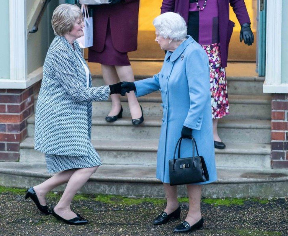 The Queen meeting members of the Women's Institute in West Newton in 2019