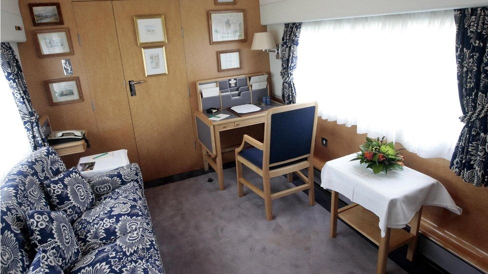 Prince Charles's study on the royal train, as pictured in 2010