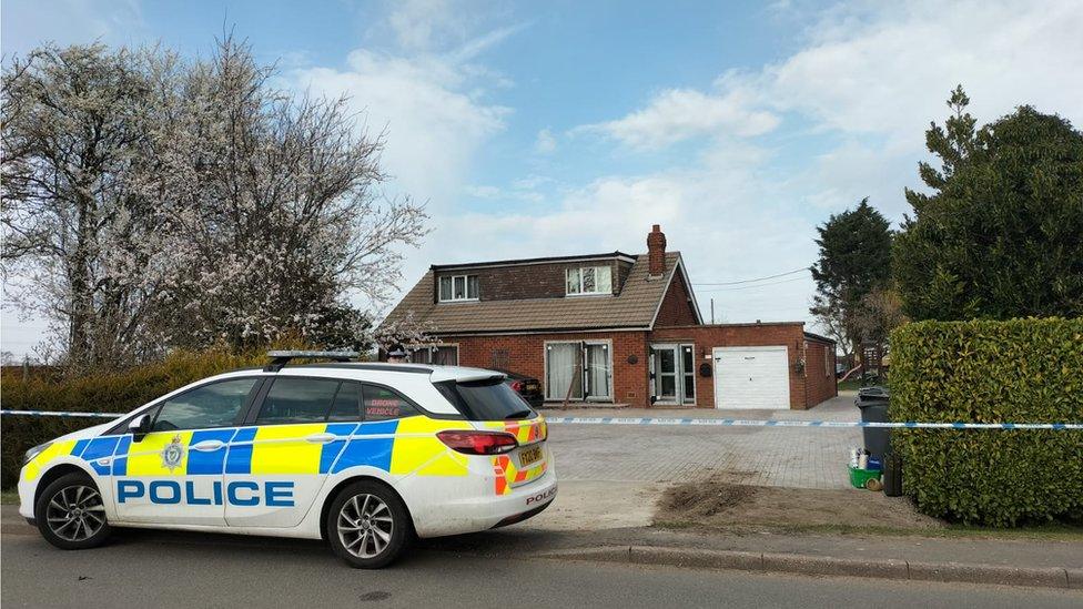 Scene at murder investigation house on Braodholme, near Saxilby.