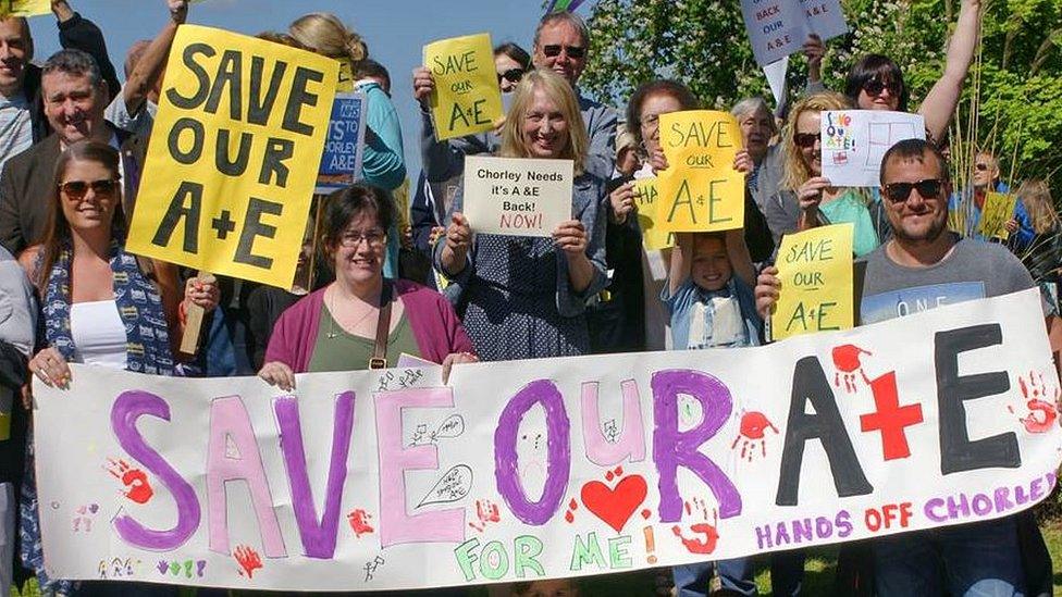 Protesters against cutting Chorley's A&E unit