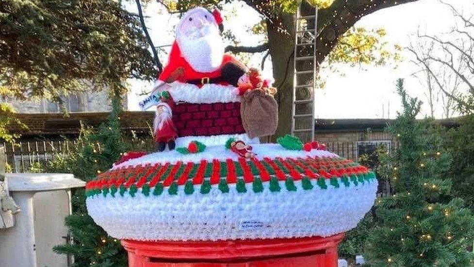 Father Christmas post box topper