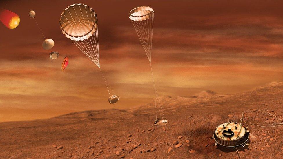 Artist's impression of the Huygens landing