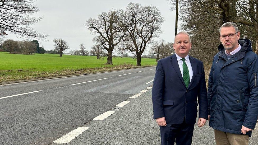 West Mercia PCC John Campion and Mark Pritchard, MP for The Wrekin, on the A41