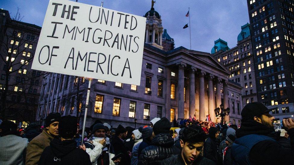 A rally in response to Donald Trump's executive order in New York, 02 February 2017.