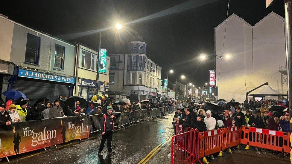 crowd gathered for a running race