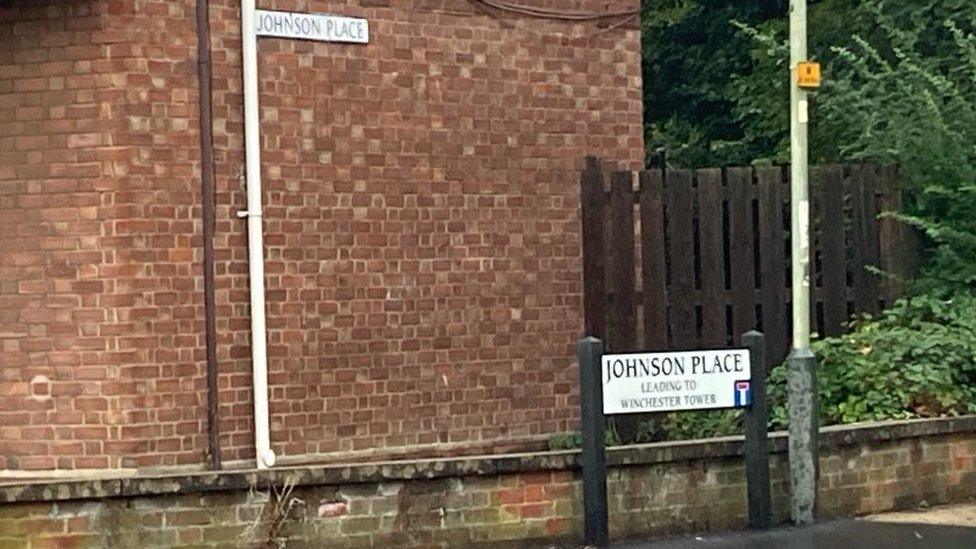 Johnson Place road sign, Norwich