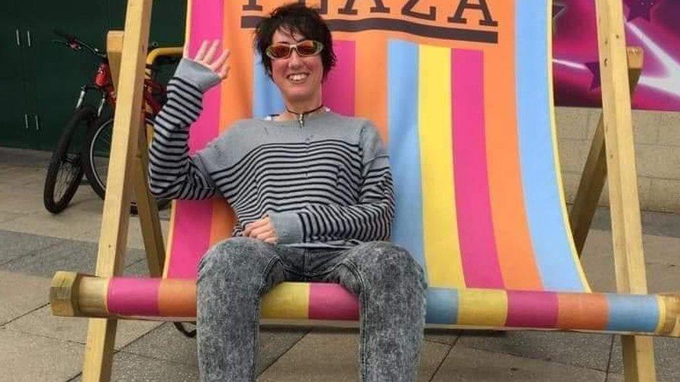 Julia on a huge deckchair