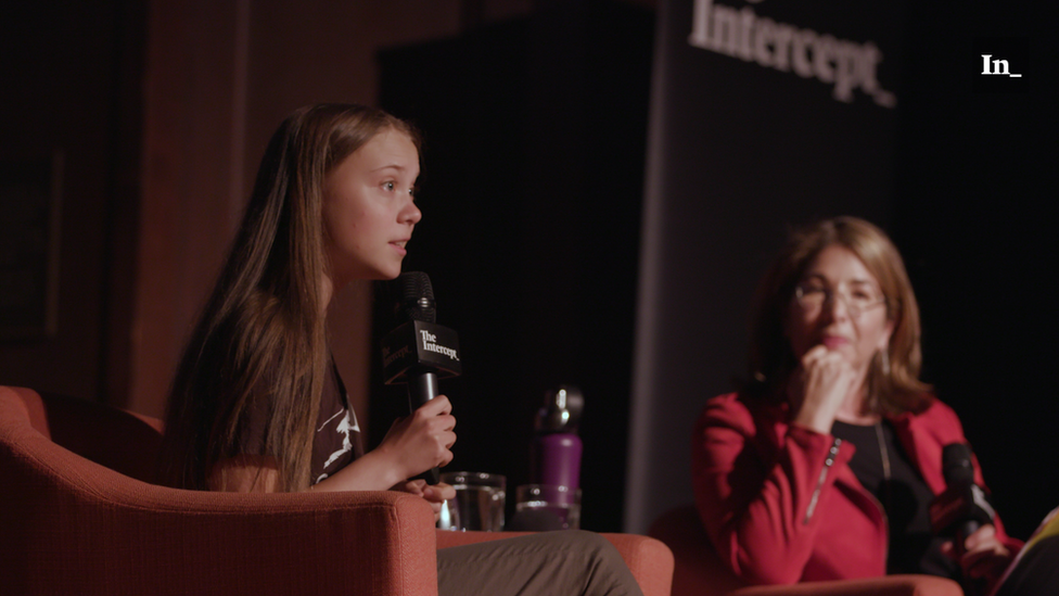 Greta being interviewed during live event