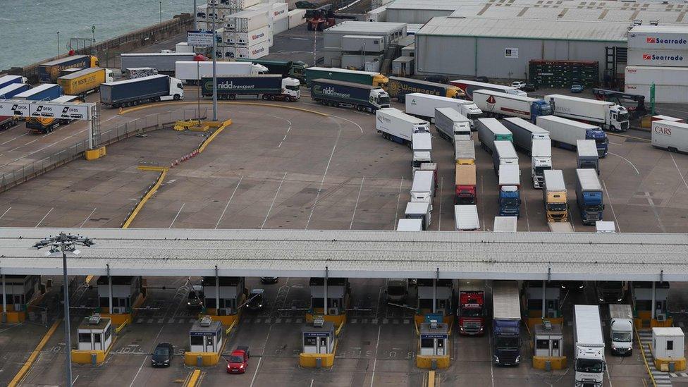 Cargo lorries at Dover