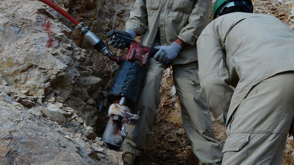 File image of gold mining on a mountainside in Baghlan province, Afghanistan in 2013